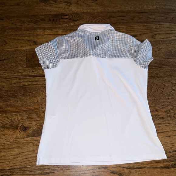 FootJoy FootJoy Women's Lisle Dot Print Yoke Polo- White size small - Picture 11 of 12